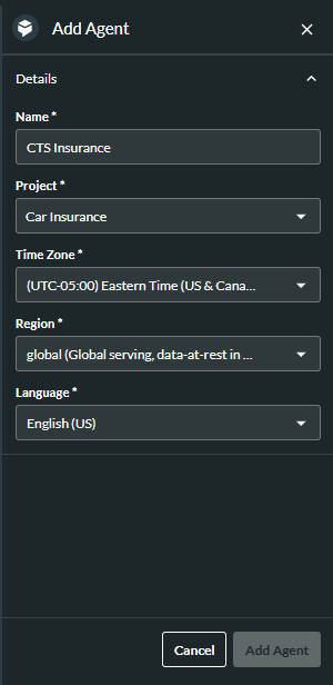 Add a Dialogflow agent