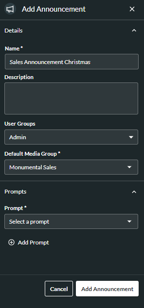 Add an announcement