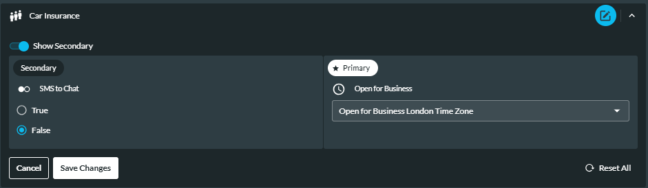 Edit parameters window