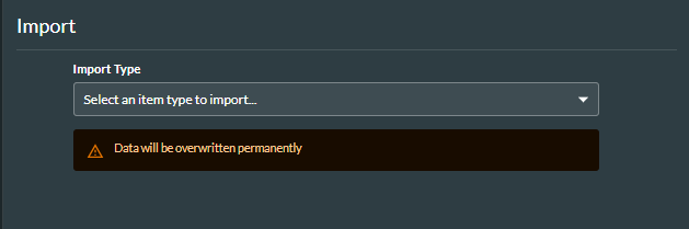 Main menu Import option