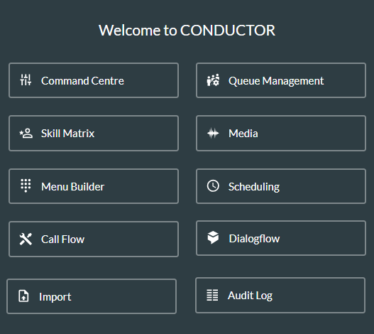 CONDUCTOR Welcome screen