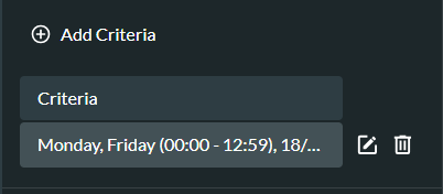 Add criteria button