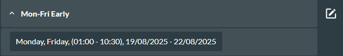 View a matching rule schedule