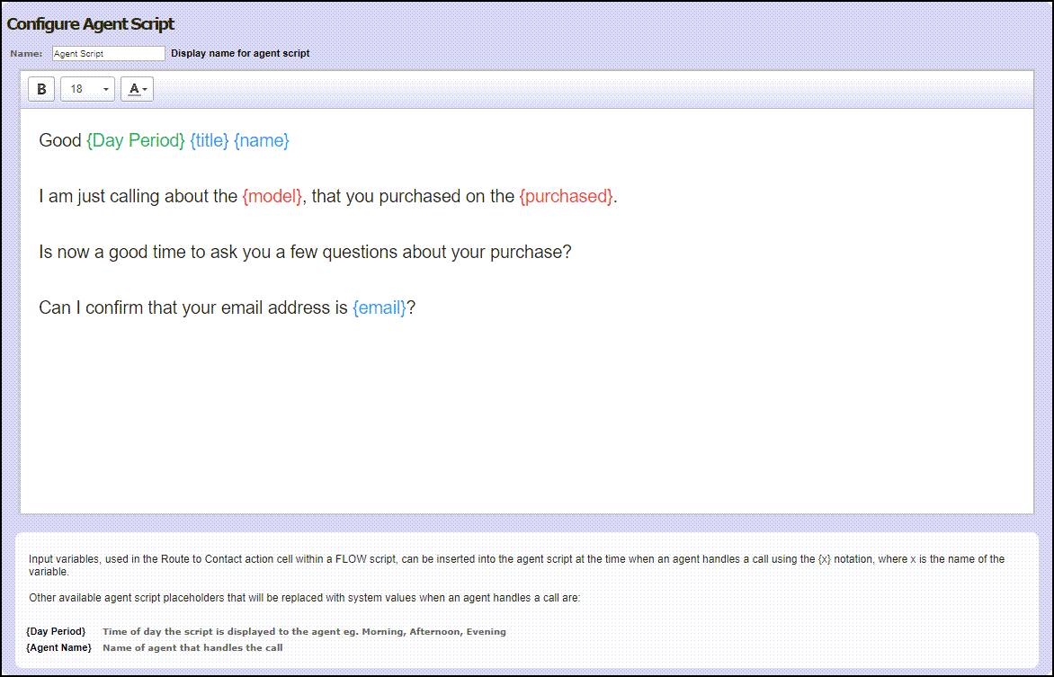 Configure Agent Script