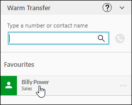 Transferring to a favourite contact