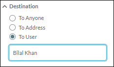 Filtering by a destination user