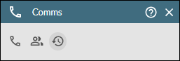 Comms panel history tab selected