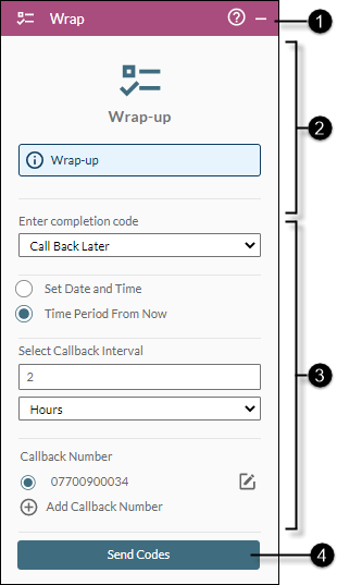 Voicemail panel with 4 labels, numbered 1 to 4
